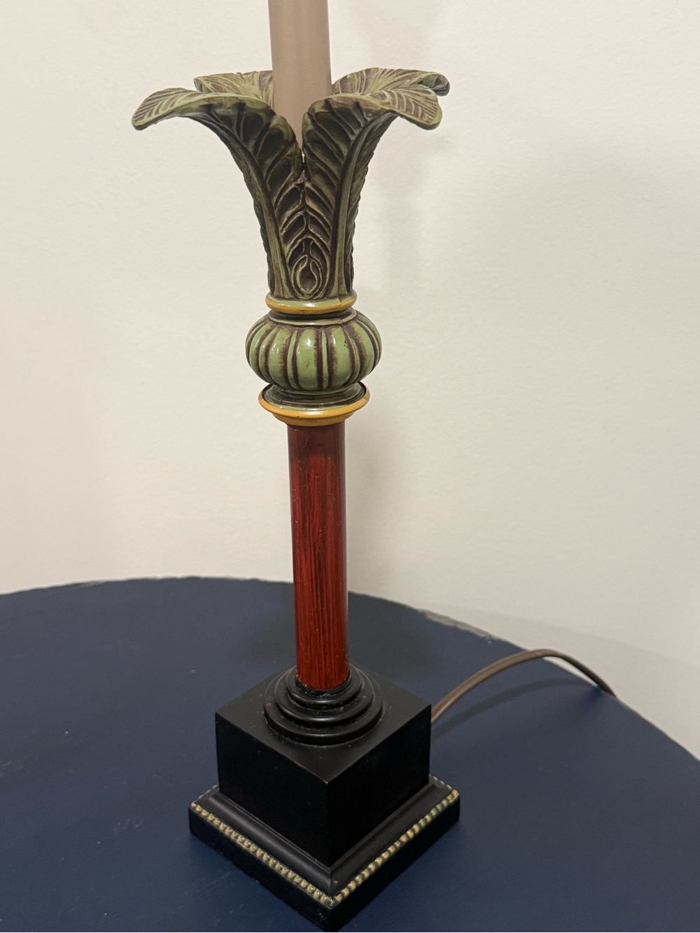 Neoclassical Acanthus Leaf Table Lamp Green Red Black Gold 20”